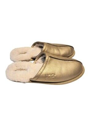 Ugg Pearle Scuff Leather Shearling Slippers